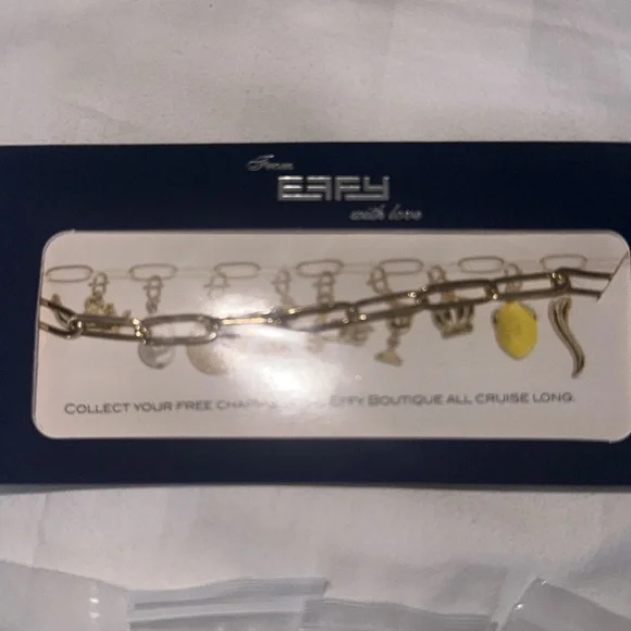 EFFY CHARM Paper Clip Bracelet MSC MERAVIGLIA CRUISE SHIP 2024 EFFY NEW 7 charms - Picture 2 of 3